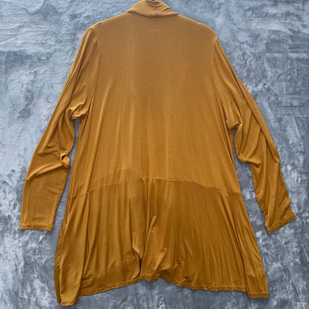 LOGO Lori Goldstein Open Front Cardigan Womens Size L Mustard / Yellow - Picture 2 of 7